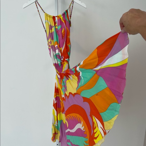 EMILIO PUCCI ORANGE PINK MULTI CHAIN SUNDRESS 9HWG30 SIZE IT42 / US 8 NWOTS! - Picture 7 of 17